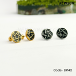 10MM Stainless Steel Star Pentagram Circle Stud Earrings
