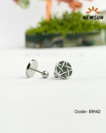 10MM Stainless Steel Star Pentagram Circle Stud Earrings - Image 2