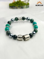 AAA Green Sandstone + Hematite Braided   Natural Crystal Energy Bead Bracelet - Image 3