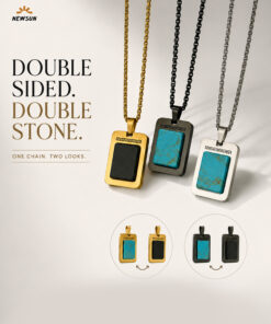 100% Natural Stone Double-Sided  Square  Pendant