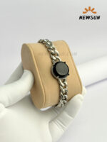 Natural  Black Onyx Stone Stainless Steel Bracelet