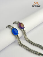 Color Changing Oval Stone And Stainless Steel Bracelet - Image 5