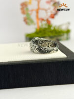 100% Natural  Malachite & Tiger’s Eye Stone Ring - Image 4