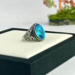 100% SS And Aquamarine Stone Ring