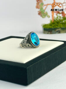 100% SS And Aquamarine Stone Ring