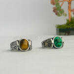 100% Natural  Malachite & Tiger’s Eye Stone Ring