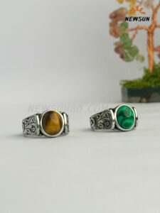 100% Natural  Malachite & Tiger’s Eye Stone Ring