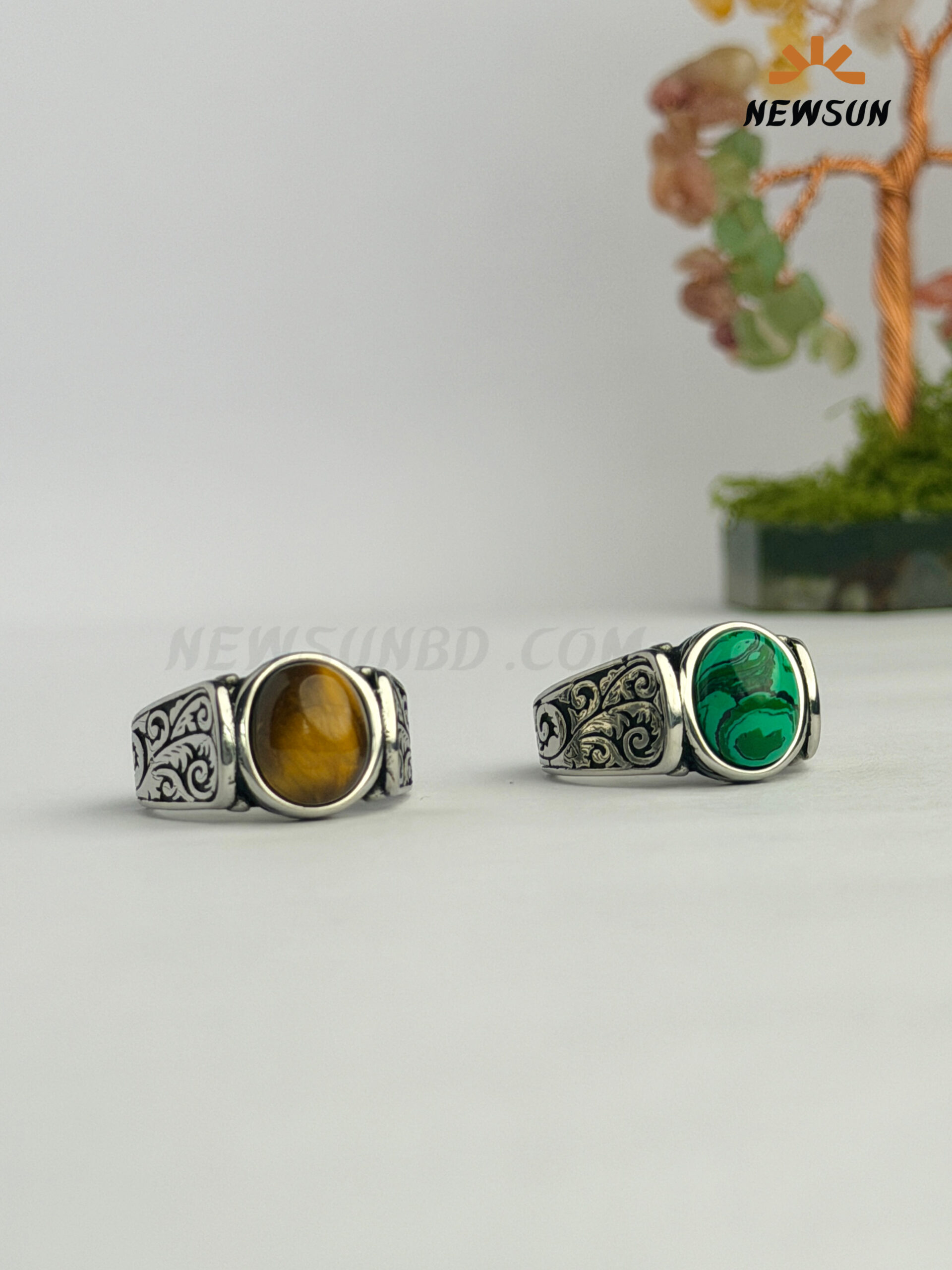 6126CC87-7045-43A7-82A6-AD4D9333A2CA 100% Natural Stone Stainless Steel Body Finger Ring - Image 1