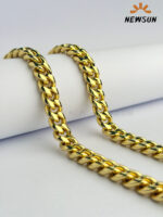 24k Yellow Gold Color 10MM Cuban link Chain For Men