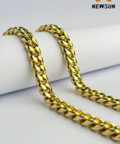 24k Yellow Gold Color 10MM Cuban link Chain For Men