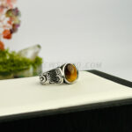 Men Handmade Ring, Tiger Eye Stone Ring