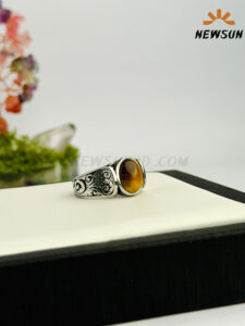 Men Handmade Ring, Tiger Eye Stone Ring