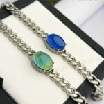 Color Changing Oval Stone And Stainless Steel Bracelet