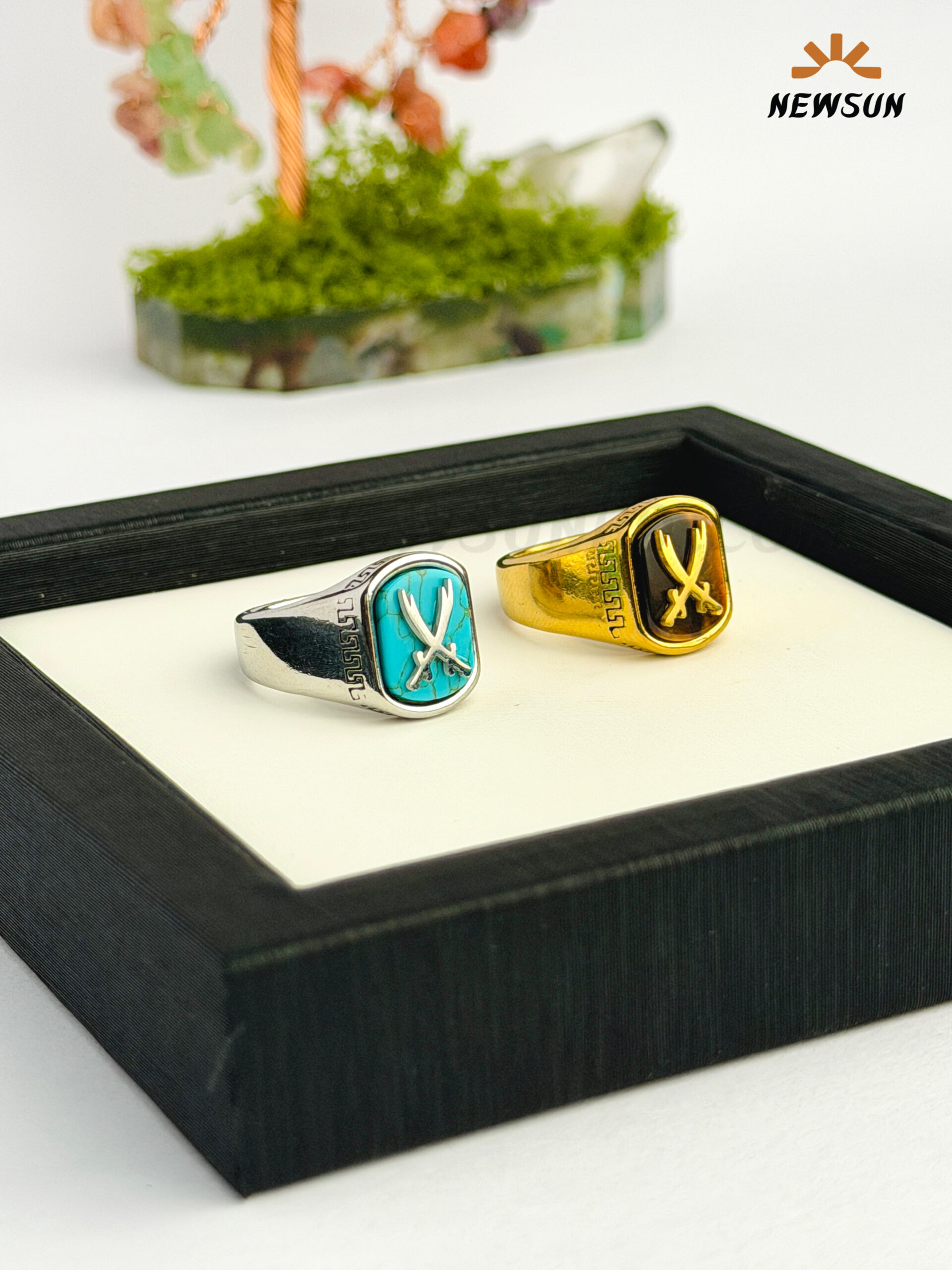 D8F9BEAB-ED4E-4462-90A6-789765DC0F7D 100% Natural Stone Zulfiqar Sword Handmade Knight's Signet Ring - Image 1
