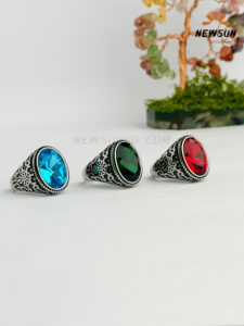 100% Stainless Steel Body And Real Stone Finger Ring