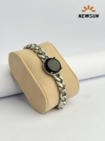 Natural  Black Onyx Stone Stainless Steel Bracelet - Image 2