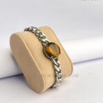 Tigers Eye Stone Stainless Steel Bracelet