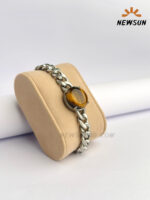Tigers Eye Stone Stainless Steel Bracelet