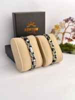 100% SS & Ceramic 2 IN 1 Reversible Luxury Design B570 Bracelet - Image 2