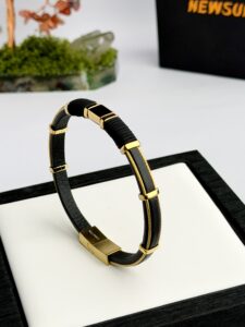 Titanium-Steel and Leather Bracelet