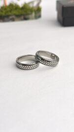New Vintage Zipper Pattern Ring for Men - Image 4