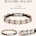 100% SS & Ceramic 2 IN 1 Reversible Luxury Design B574 Bracelet