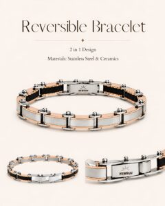 100% SS & Ceramic 2 IN 1 Reversible Luxury Design B574 Bracelet