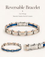 100% SS & Ceramic 2 IN 1 Reversible  Luxury Design B571 Bracelet