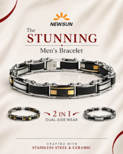 100% SS & Ceramic 2 IN 1 Reversible Luxury Design B570 Bracelet