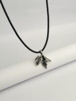 Maple Leaf Pendant Leather Necklace - Image 2