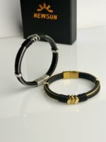 1 NewSun Maverick Multi-Texture Titanium & Leather Bracelet - Image 4