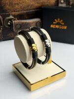 1 NewSun Maverick Multi-Texture Titanium & Leather Bracelet - Image 2