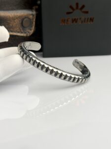 1Tribal Crescent 316L Stainless Steel Open Cuff Bangle