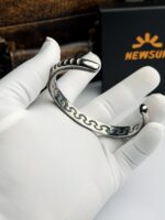 1Tribal Crescent 316L Stainless Steel Open Cuff Bangle - Image 3
