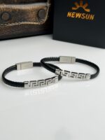 1 NewSun Signature Meander Titanium-Steel Leather Bracelet - Image 4