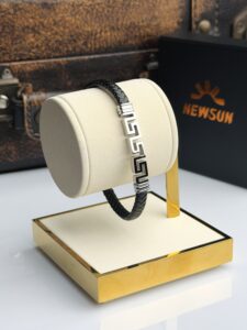 1 NewSun Signature Meander Titanium-Steel Leather Bracelet