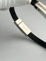 Meander minimalist Leather & Titanium Bangle - Image 5