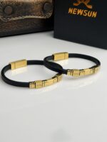 1 Caliber 6mm Sleek Leather & Titanium   Bracelet - Image 2