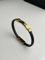 1 Caliber 6mm Sleek Leather & Titanium   Bracelet - Image 4