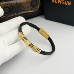 1 Caliber 6mm Sleek Leather & Titanium   Bracelet