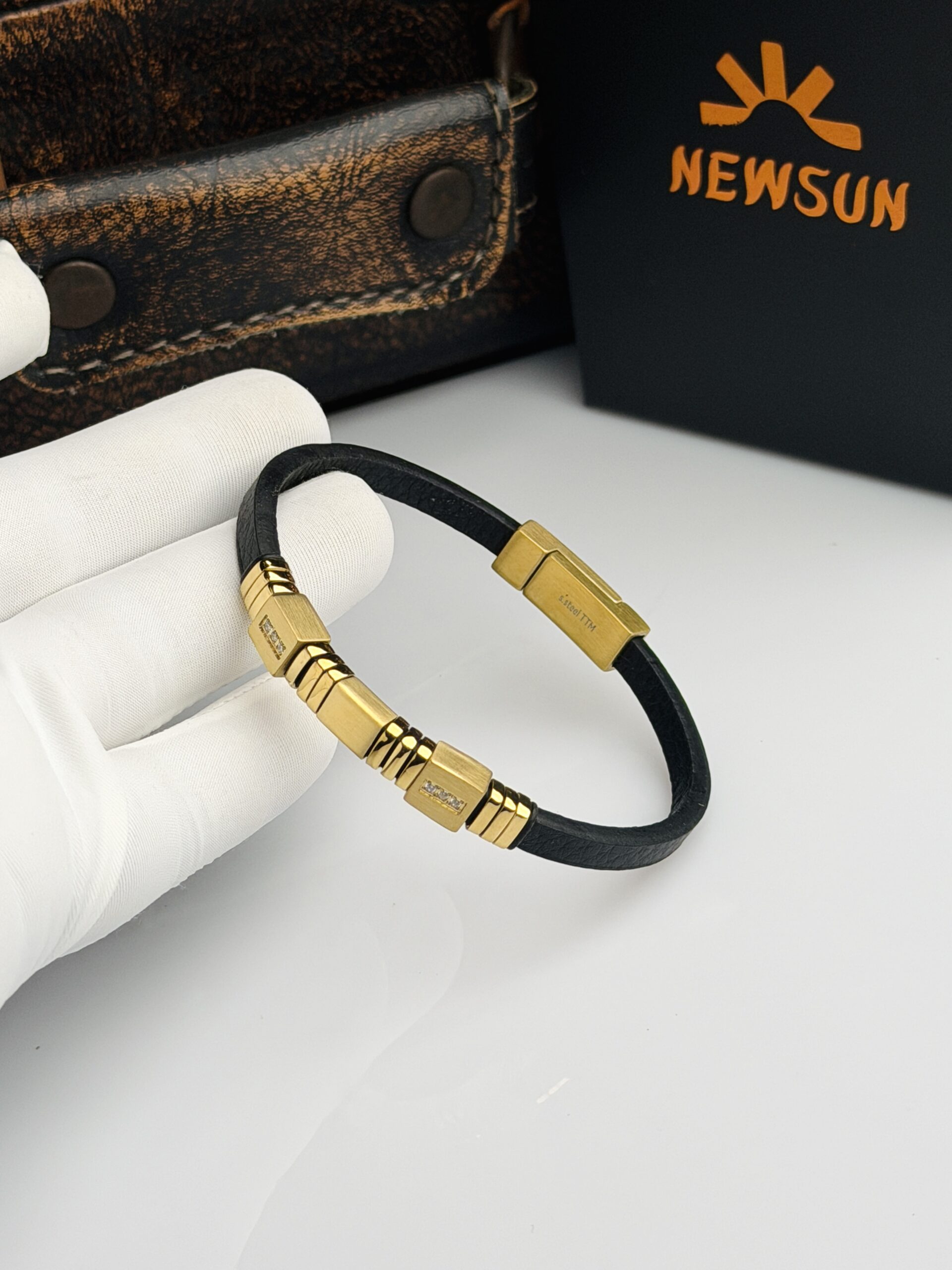 IMG_2774 1 Caliber 6mm Sleek Leather & Titanium Bracelet - Image 1