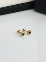 Onyx Halo Studs Earrings (1 Pair) - Image 4