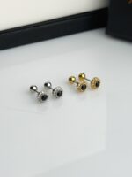 Onyx Halo Studs Earrings (1 Pair) - Image 2