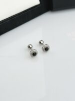 Onyx Halo Studs Earrings (1 Pair) - Image 3